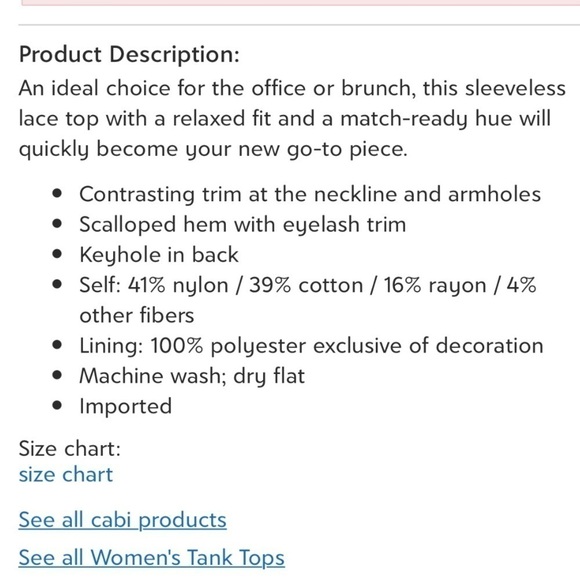 Cabi Black Lace Display Sleeveless Top XSmall - Picture 6 of 9